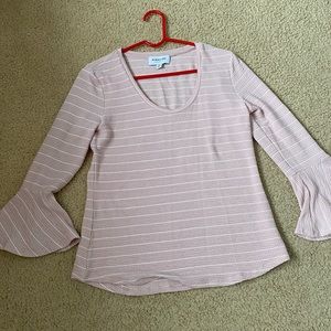 Pink blouse with white stripes